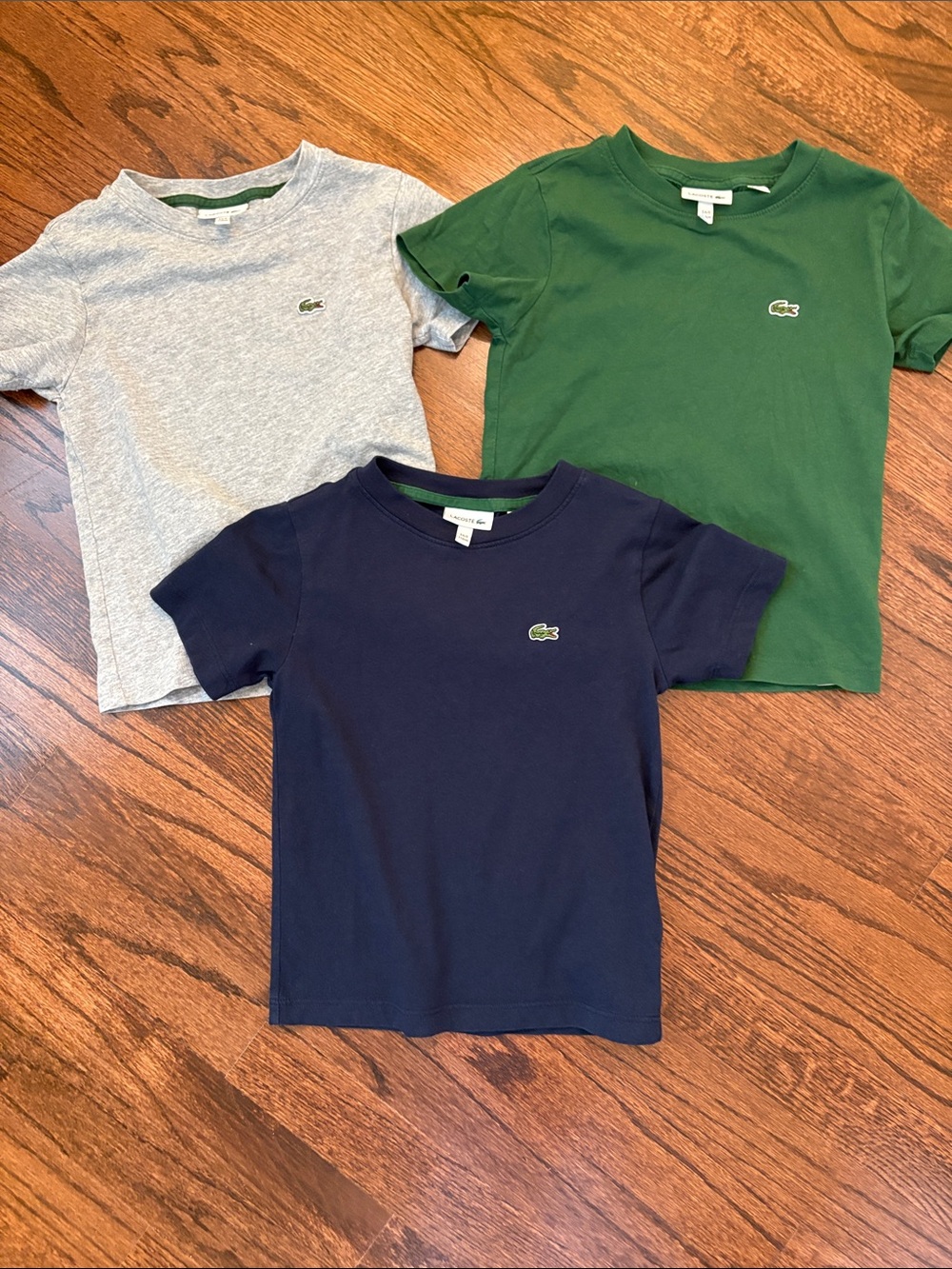 Lacoste Kids Short Sleeve T-Shirt Lot Size 5 Navy, Green, Gray